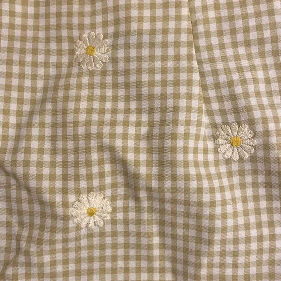 Vintage 90s mini skirt daisy and khaki gingham🌼👗🌼 size 1/small - Picture 2 of 6